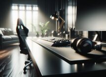 Cuffie Corsair HS55 Wireless Core in uso da un gamer